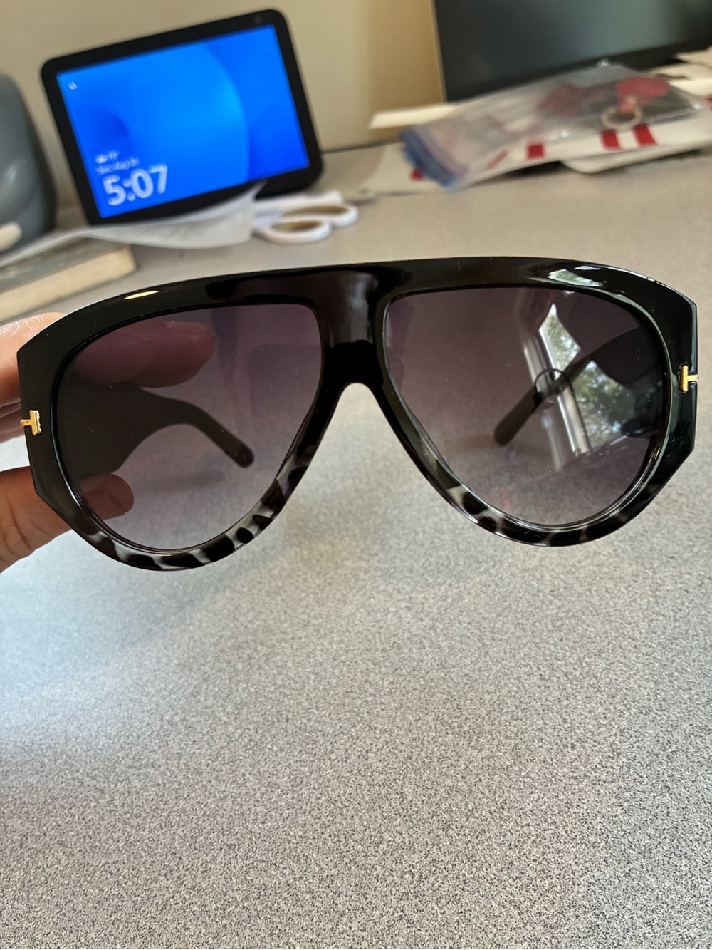 Designer-Inspired Black Tortoiseshell Oversized Sunglasses